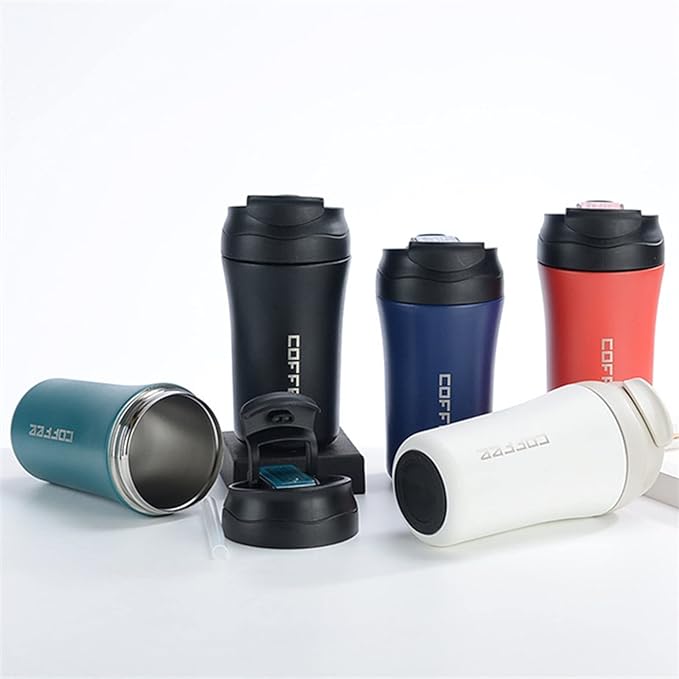 New Coffee Thermos with Dual Drink Sip and Straw