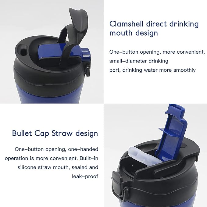 New Coffee Thermos with Dual Drink Sip and Straw