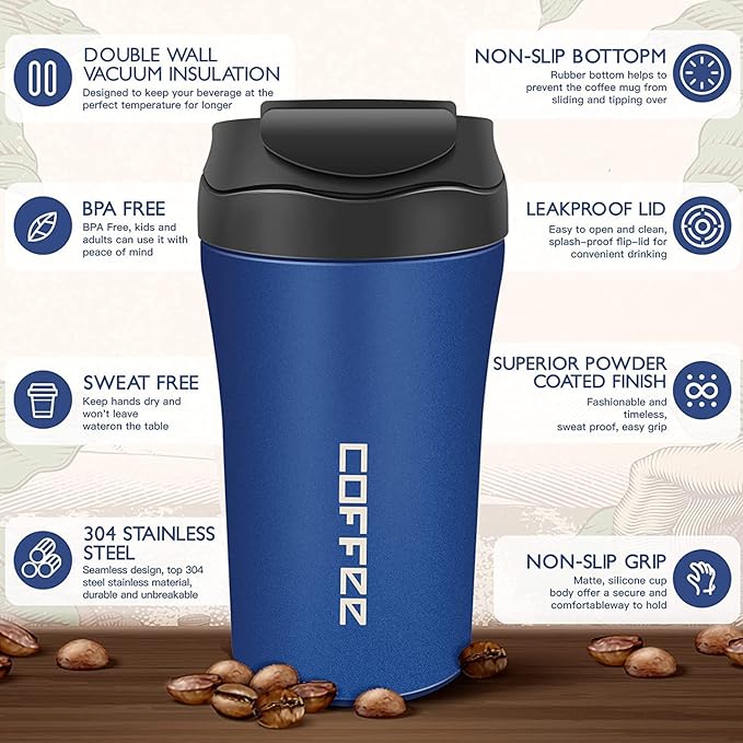 New Coffee Thermos with Dual Drink Sip and Straw