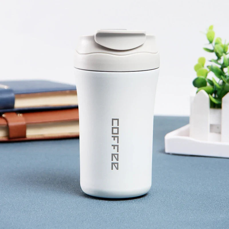 New Coffee Thermos with Dual Drink Sip and Straw