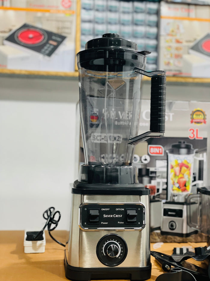 Silver Crest 8-in-1 Food Processor 3L | 15 Speed Settings | Juicer Blender Grinder | 8 Stainless Steel Blades