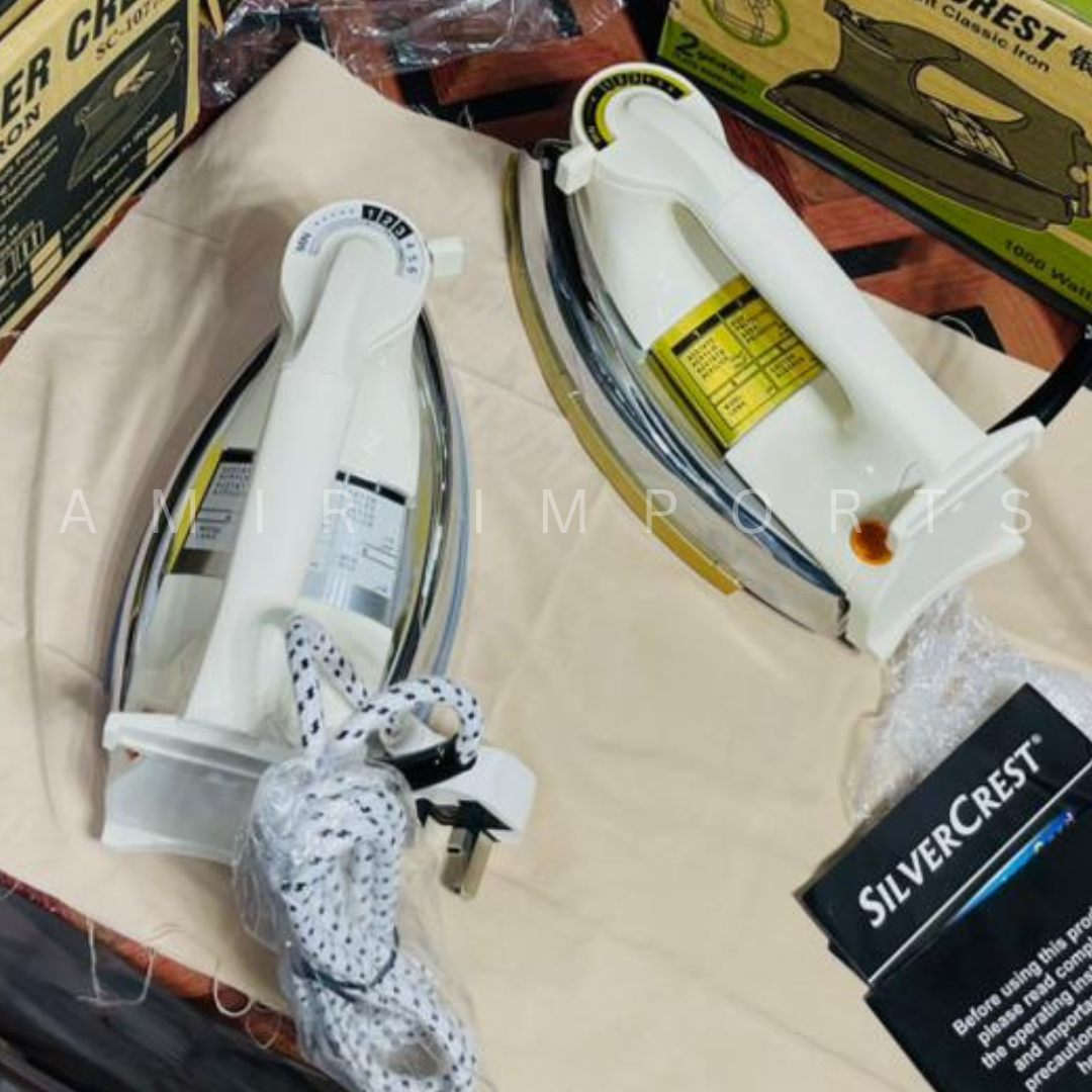 Silver Crest Dry Iron 1000W SC-1077AF | 2 Years Warranty | Non-Stick Heavy Weight Iron