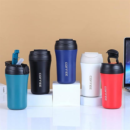 New  Coffee Thermos with Dual Drink Sip and Straw