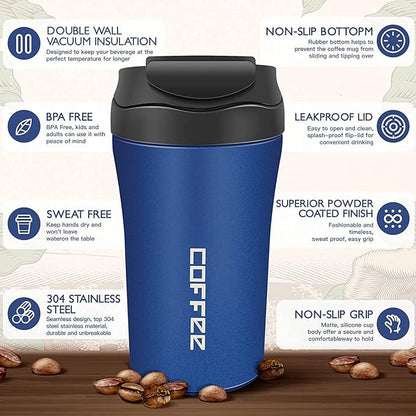 New  Coffee Thermos with Dual Drink Sip and Straw