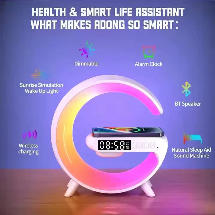 Mini G Type Wireless Charging Alarm Clock & Lamp