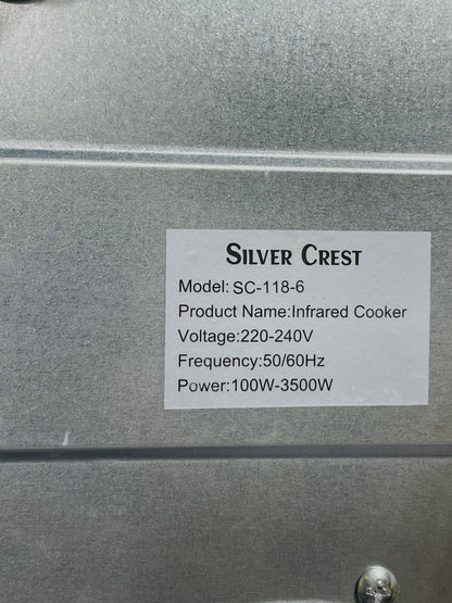 Silver Crest Electric Ceramic Hotplate | Adjustable Temperature Control | All Pots Compatible