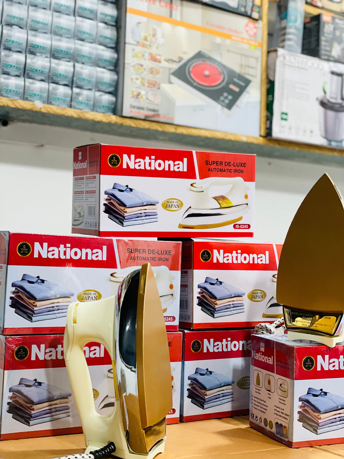 National Automatic Gold Iron 1000W | Japanese Heavy Duty Dry Iron | Non-Stick Gold Plated Soleplate