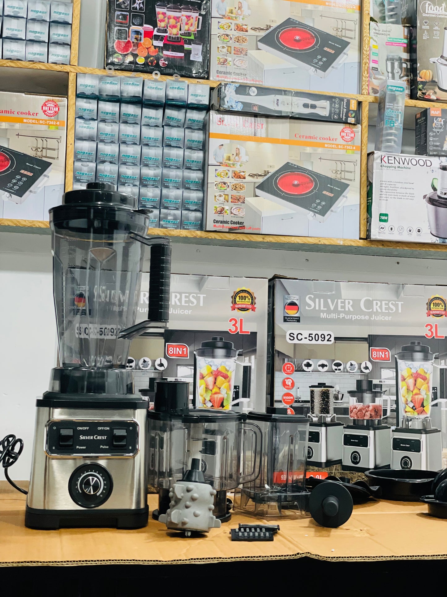 Silver Crest 8-in-1 Food Processor 3L | 15 Speed Settings | Juicer Blender Grinder | 8 Stainless Steel Blades