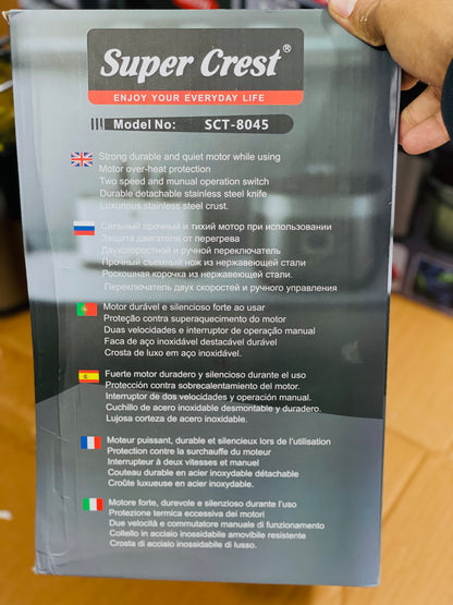 Silver Crest 8-in-1 Food Processor 3L | 15 Speed Settings | Juicer Blender Grinder | 8 Stainless Steel Blades